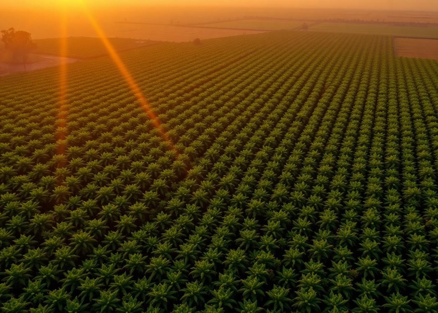Farm at golden hour
